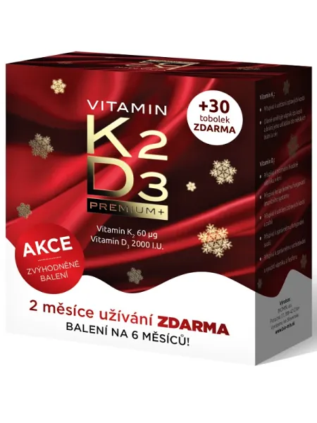 Biomin Vitamin K2 + D3 2000 I.E. PREMIUM+, 60 Kapseln + 30