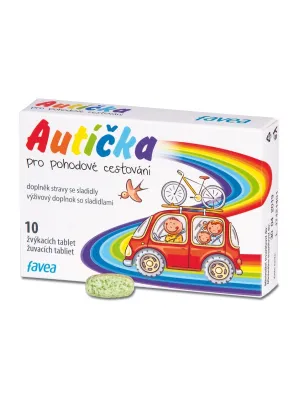 Favea Autíčka (Autos) für bequemes Reisen 10 Kautabletten