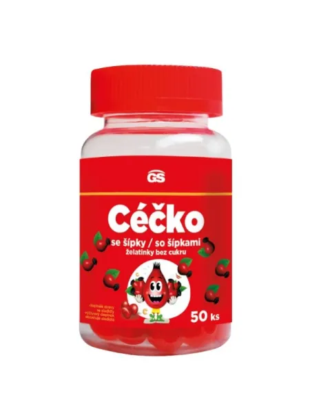 GS Cecko (Vitamin C) mit Hagebutten, zuckerfreie Gelatinebonbons 50 Stück