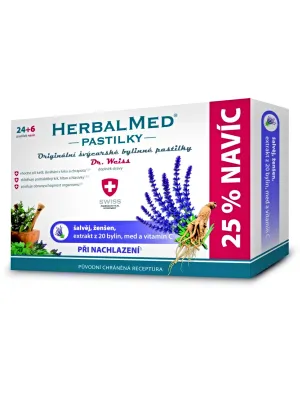 Herbalmed Dr. Weiss Salbei + Ginseng + Vitamin C 24 + 6 Pastillen