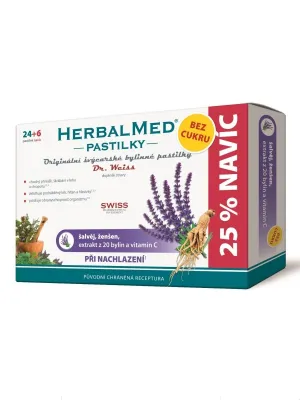 Herbalmed Dr. Weiss Salbei + Ginseng + Vitamin C 24 + 6 Pastillen Ohne Zucker