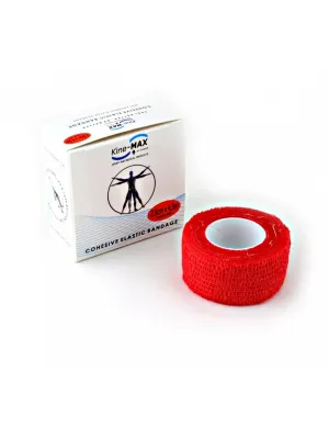 Kine-MAX Cohesive elastische selbstfixierende Bandage Rot 2,5 cm x 4,5 m