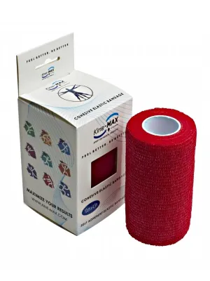 Kine-MAX Cohesive elastische selbstfixierende Bandage Rot 7,5 cm x 4,5 m