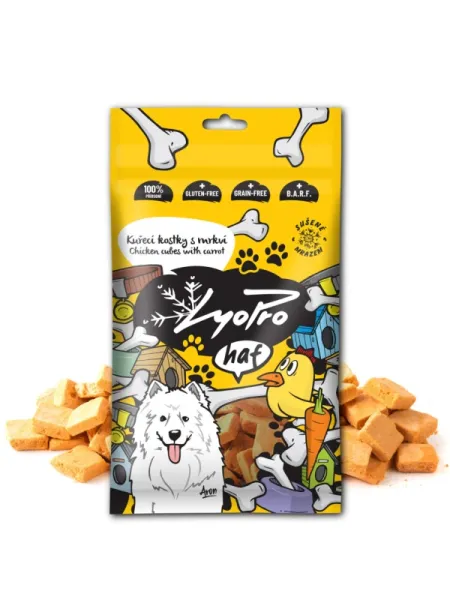 Lyopro Hundeleckerli, gefriergetrocknet, Hühnerwürfel mit Karotten 50 g