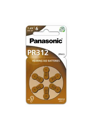 Panasonic PR312 (PR41) Hörgerätebatterien 6 Batterien