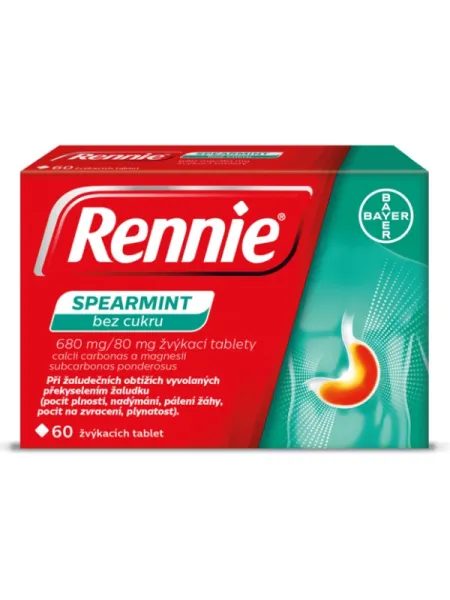 Rennie Spearmint ohne Zucker 60 Kautabletten