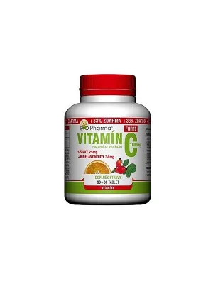 Vitamin C 1000 mg + Hagebutte 25 mg + Bioflavonoide 34 mg 90 Tabletten +30 Tabletten Gratis