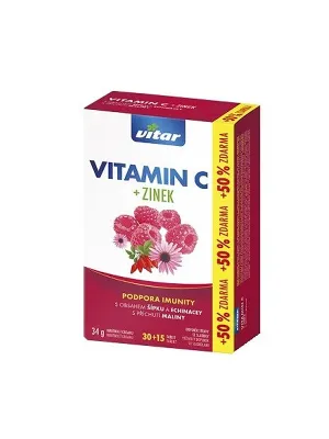 Vitar Vitamin C + Zink + Echinacea + Hagebutte 30 + 15 Tabletten