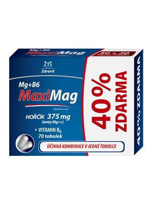 Zdrovit MaxiMag Magnesium 375 mg + B6 40% GRATIS 70 Kapseln